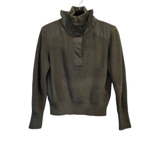 Athleta Hanover Hybrid 1/2 Zip Merino Wool Blend Green Sweater Women's Medium